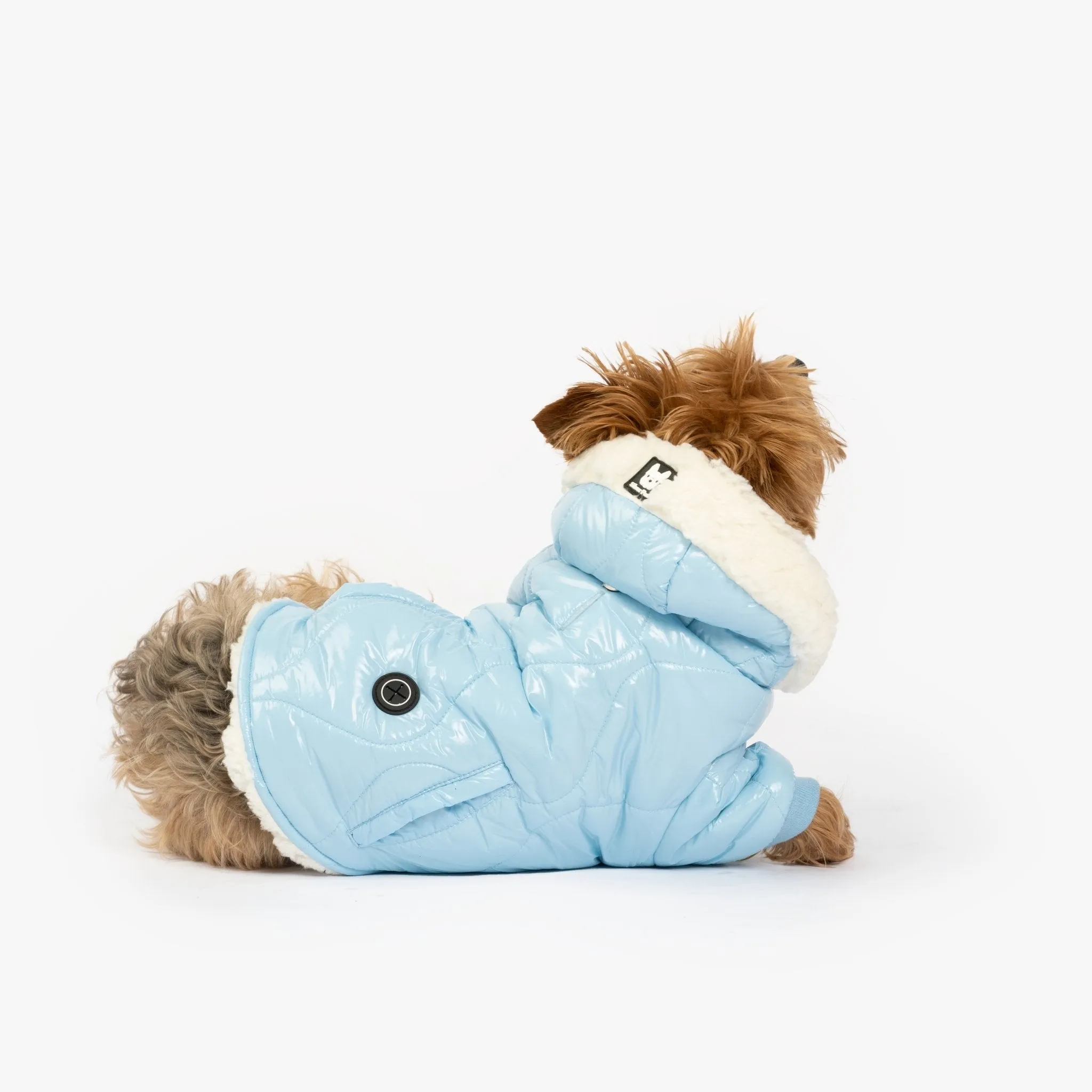 🧥 Aspen Dog Jacket – Lightweight Quilted Puffer with Sherpa Lining & Poop Bag Dispenser