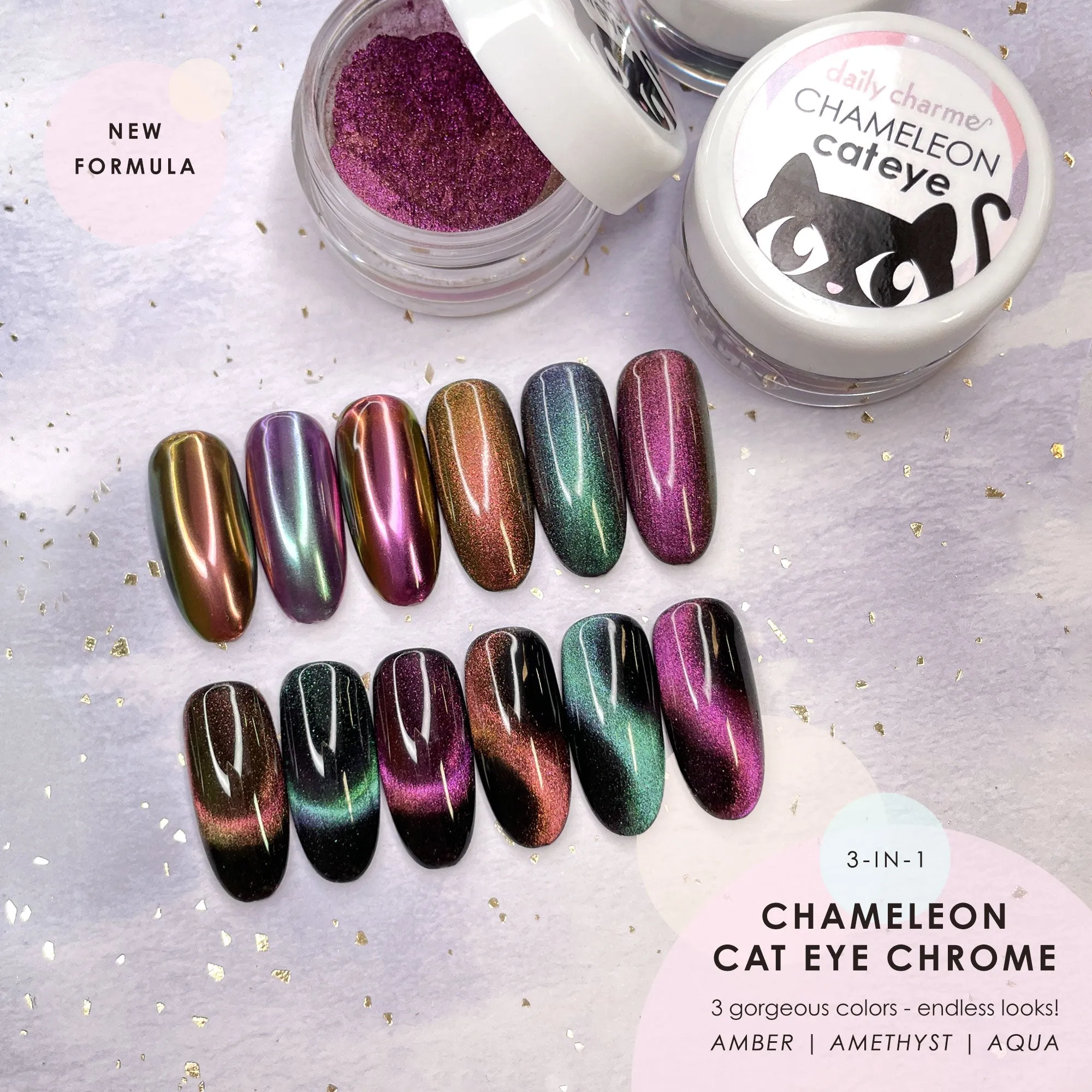 3-in-1 Chameleon Cat Eye Chrome Powder / Amethyst