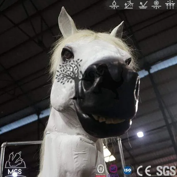 8 Feet Lifelike Two Person White Horse Costume|MCSDINO