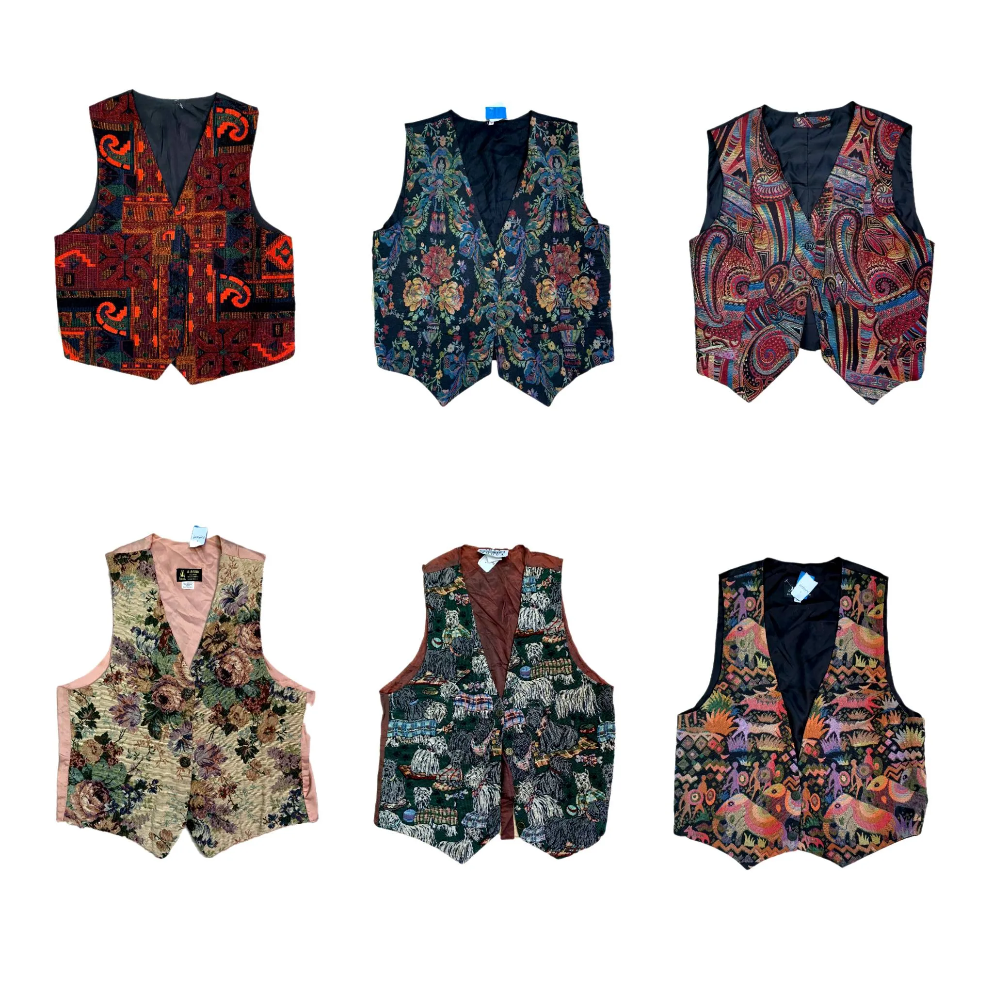 90s Vintage Florals Patchwork Waistcoats , (RX-132)