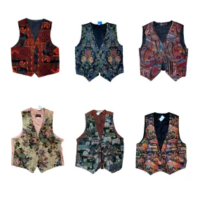 90s Vintage Florals Patchwork Waistcoats , (RX-132)