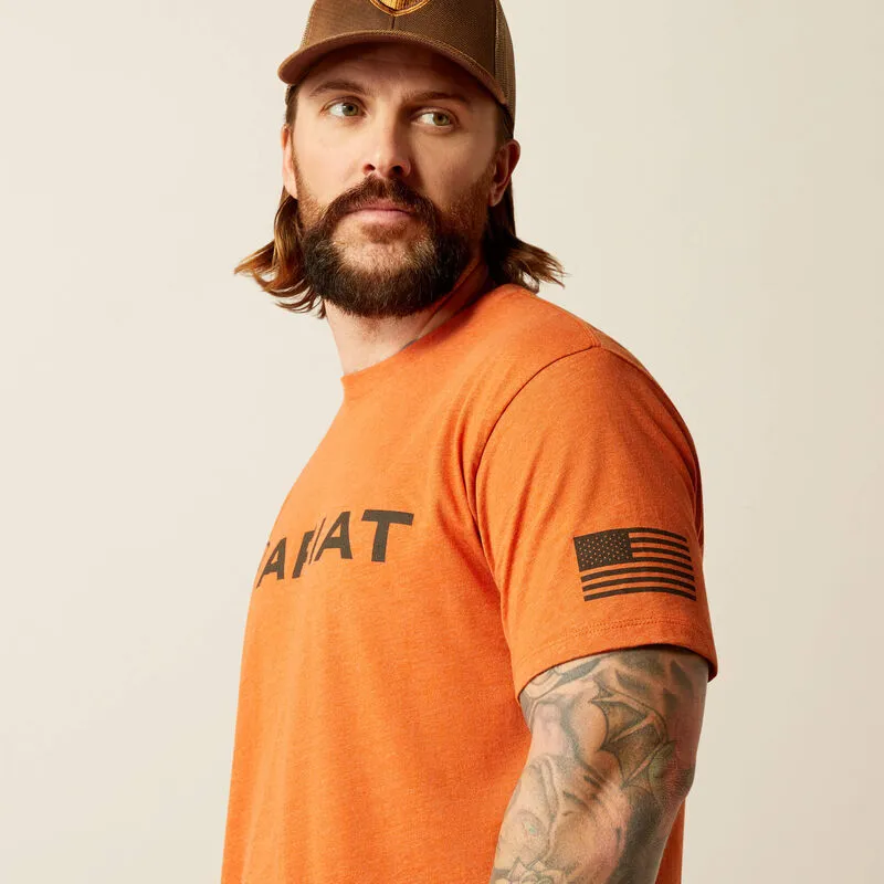Ariat Men's Adobe Heather Shield Flag Short Sleeve Tee 10054196