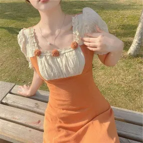 Autumn Squash   Dress Dark Academia Kawaii Academia Y2K Cottagecore Coquette Fairycore Dollette Princesscore