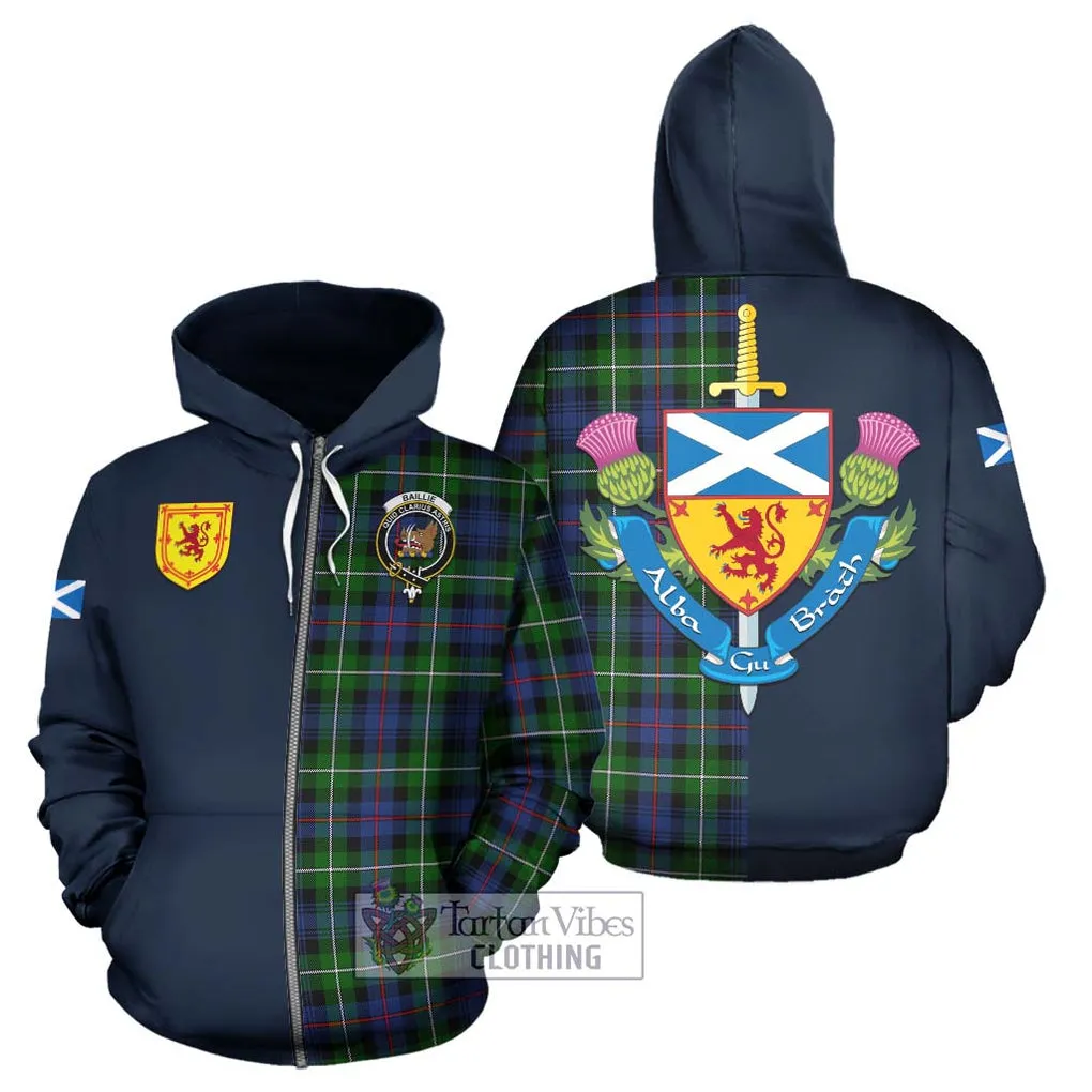 Baillie Tartan Hoodie Alba with Scottish Lion Royal Arm Half Style