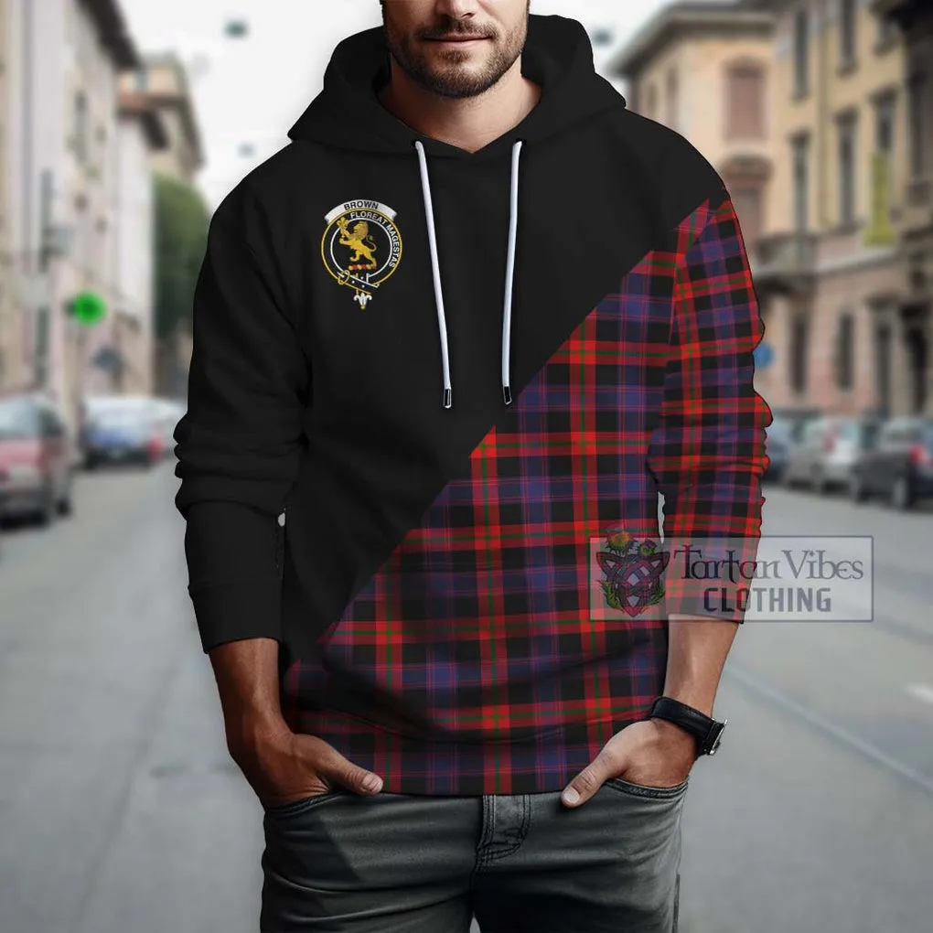 Brown (Broun) Tartan Hoodie with Family Crest and Military Logo Style