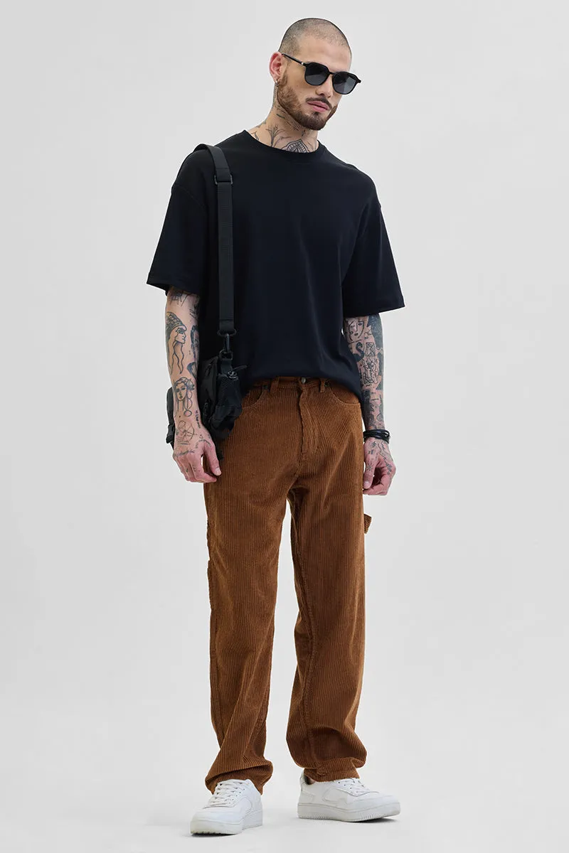 Brown Corduroy Relaxed Fit Cargo Pants