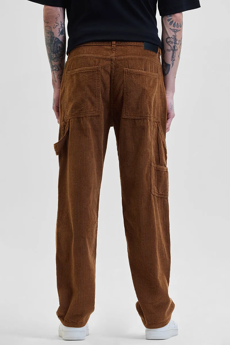 Brown Corduroy Relaxed Fit Cargo Pants