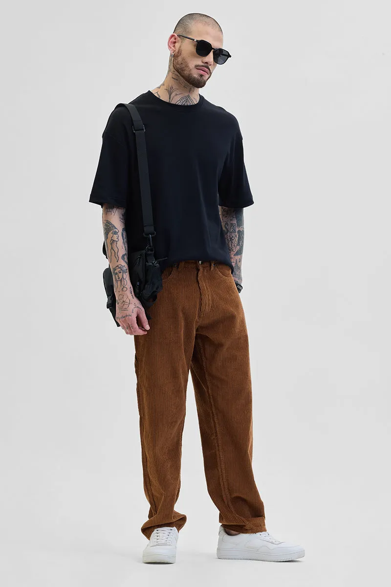 Brown Corduroy Relaxed Fit Cargo Pants