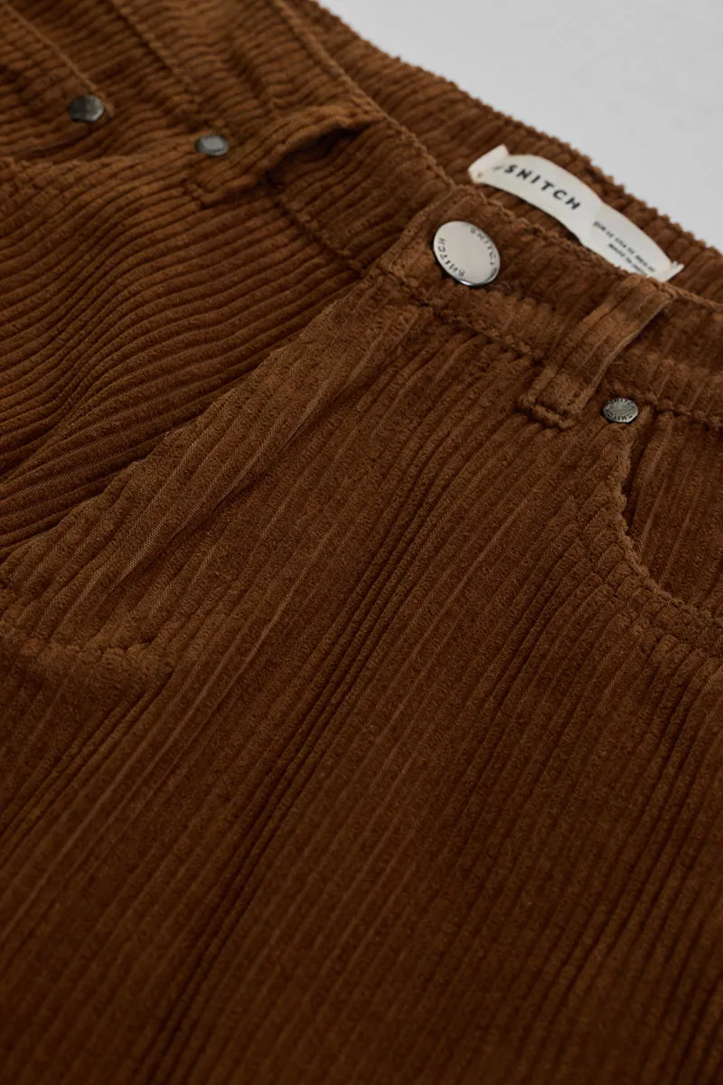 Brown Corduroy Relaxed Fit Cargo Pants