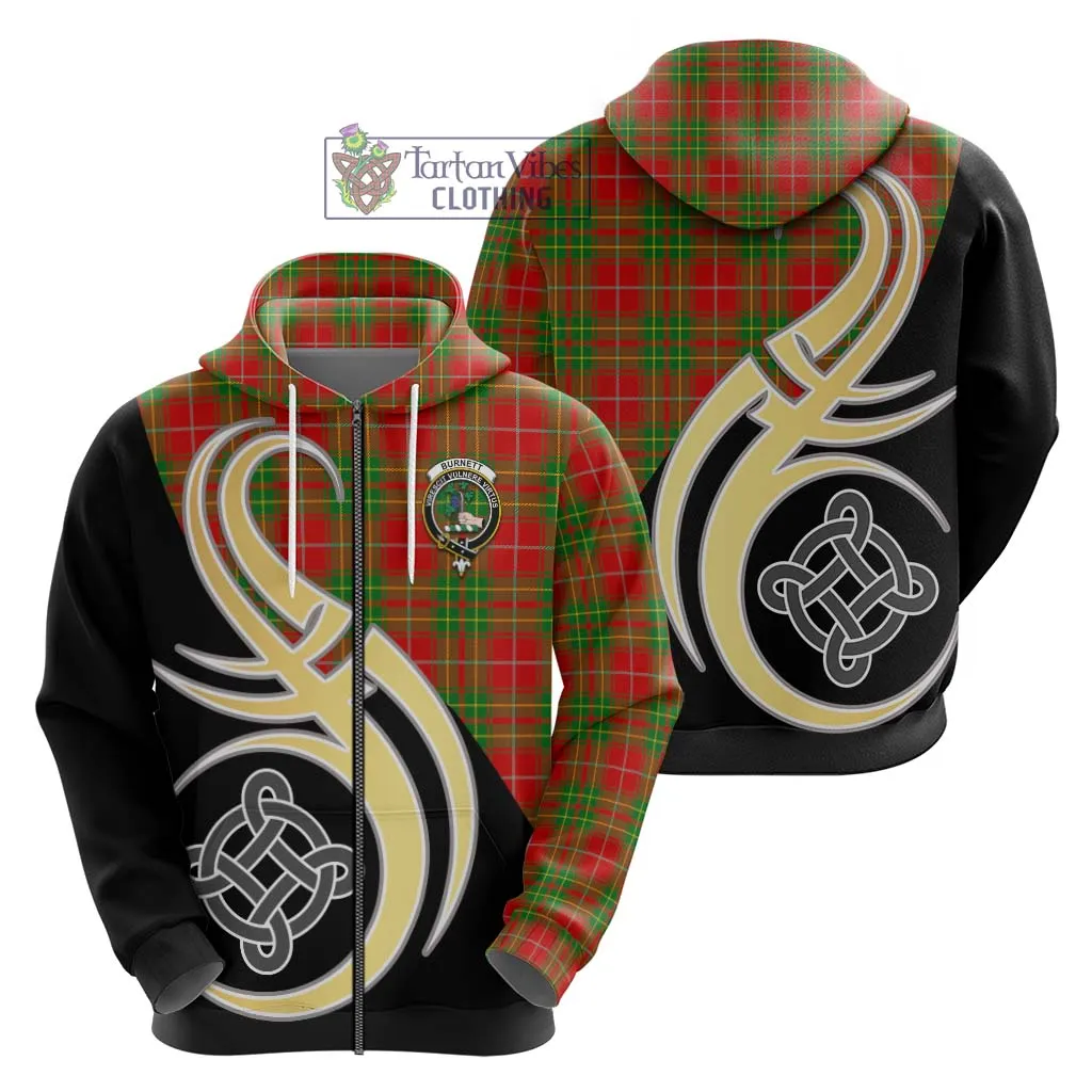 Burnett Tartan Hoodie with Family Crest and Celtic Symbol Style