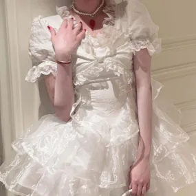 Coconut Mille Feuille   Dress Kawaii Academia Y2K Cottagecore Coquette Fairycore Dollette Princesscore