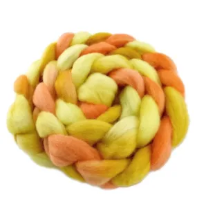 Corriedale Wool Sliver Hand Dyed for Felting and Spinning in Lemon Sorbet 12404