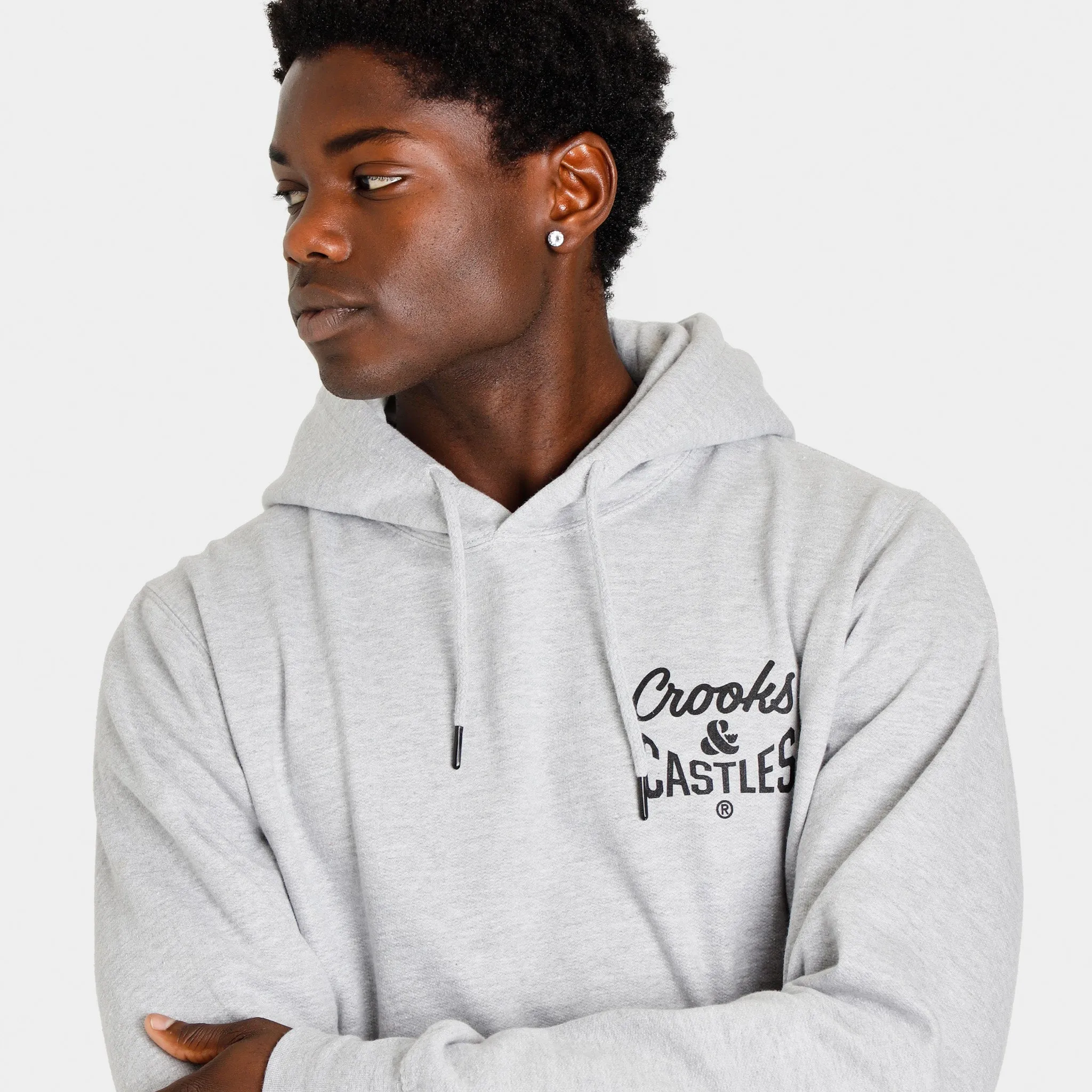 Crooks & Castles Reverse Core Logo Pullover Hoodie / Heather Grey