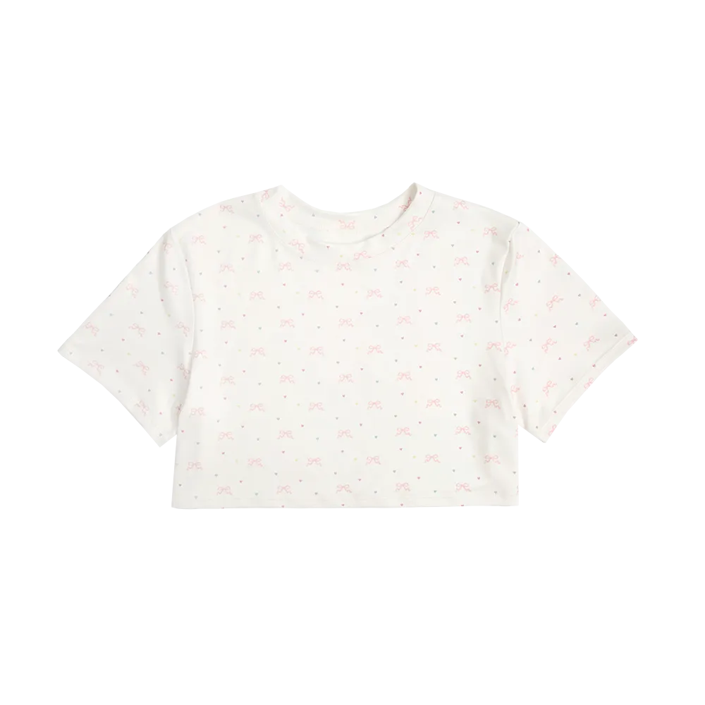 Crop T-Shirt In Bow Print