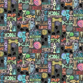 Dark Gray Best Friends Words - Clothworks