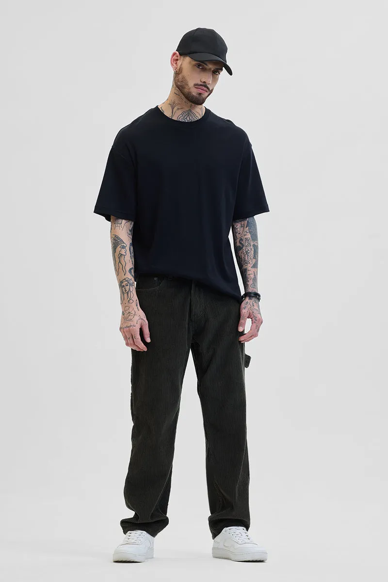 Dark Green Corduroy Relaxed Fit Cargo Pants