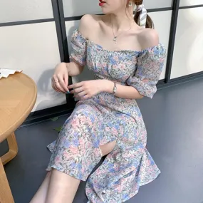 Elegant Floral Midi  Sweet Dress Kawaii Academia Y2K Cottagecore Coquette Fairycore Dollette Princesscore