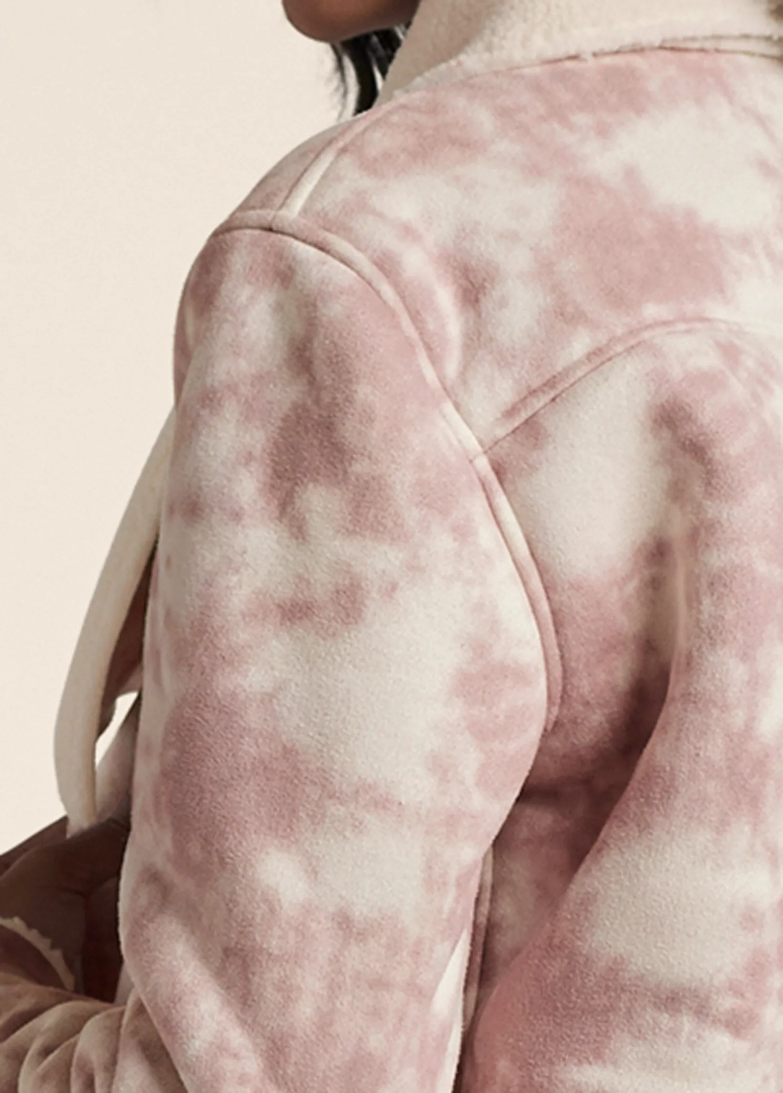 Faux-Suede Tie-Dye Jacket - White & Pink