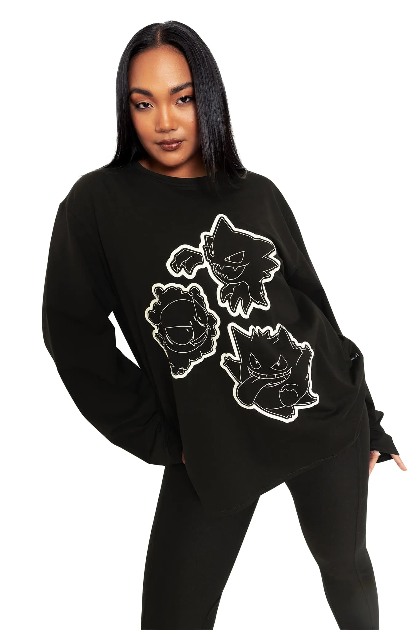 Gastly Evolution Long Sleeve Oversized Boyfriend Tee