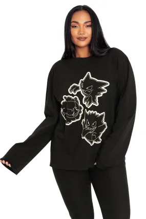Gastly Evolution Long Sleeve Oversized Boyfriend Tee