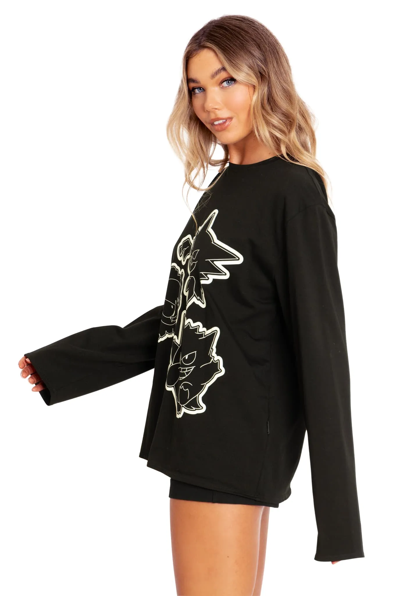 Gastly Evolution Long Sleeve Oversized Boyfriend Tee