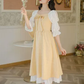 Lemon Custard Tarte   Dress Kawaii Academia Y2K Cottagecore Coquette Fairycore Dollette Princesscore