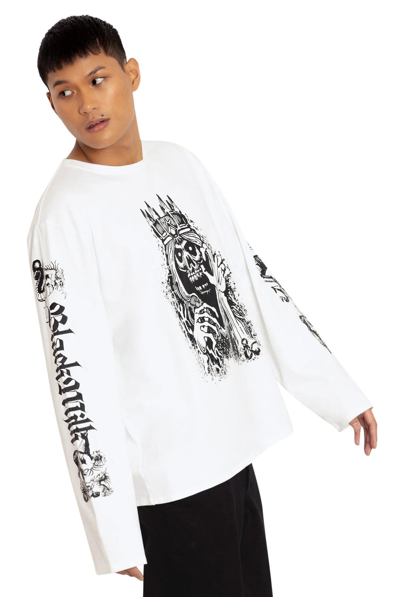 Lich Long Sleeve Oversized Boyfriend Tee