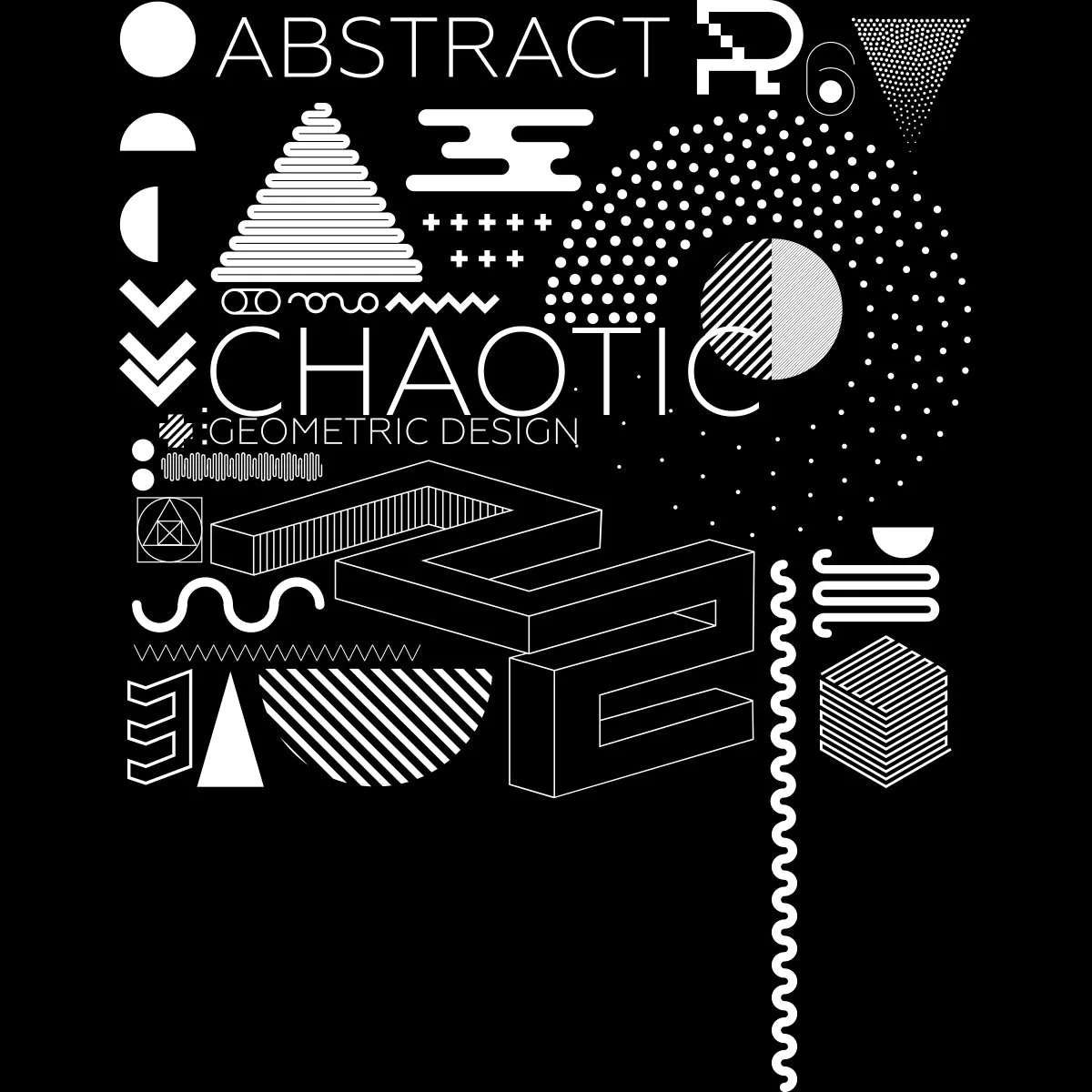 Minimal Isometric Art With Modern Geometric Composition White & BlackTank Top