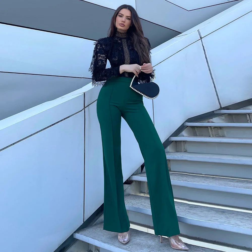 Nukty-shop going out outfits Women's Fashion Slim-Fit High Waist Personalized Flared Trousers Basic Versatile Multi-Color Optional