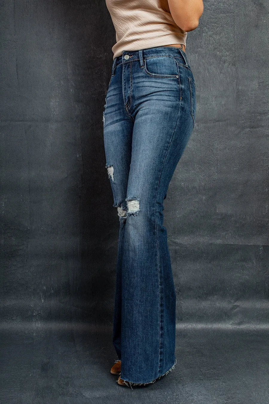 Nukty-shop men’s fall fashion 2024 Fashion Retro High Waist Stretch Ripped Flared Pants Flare Jeans