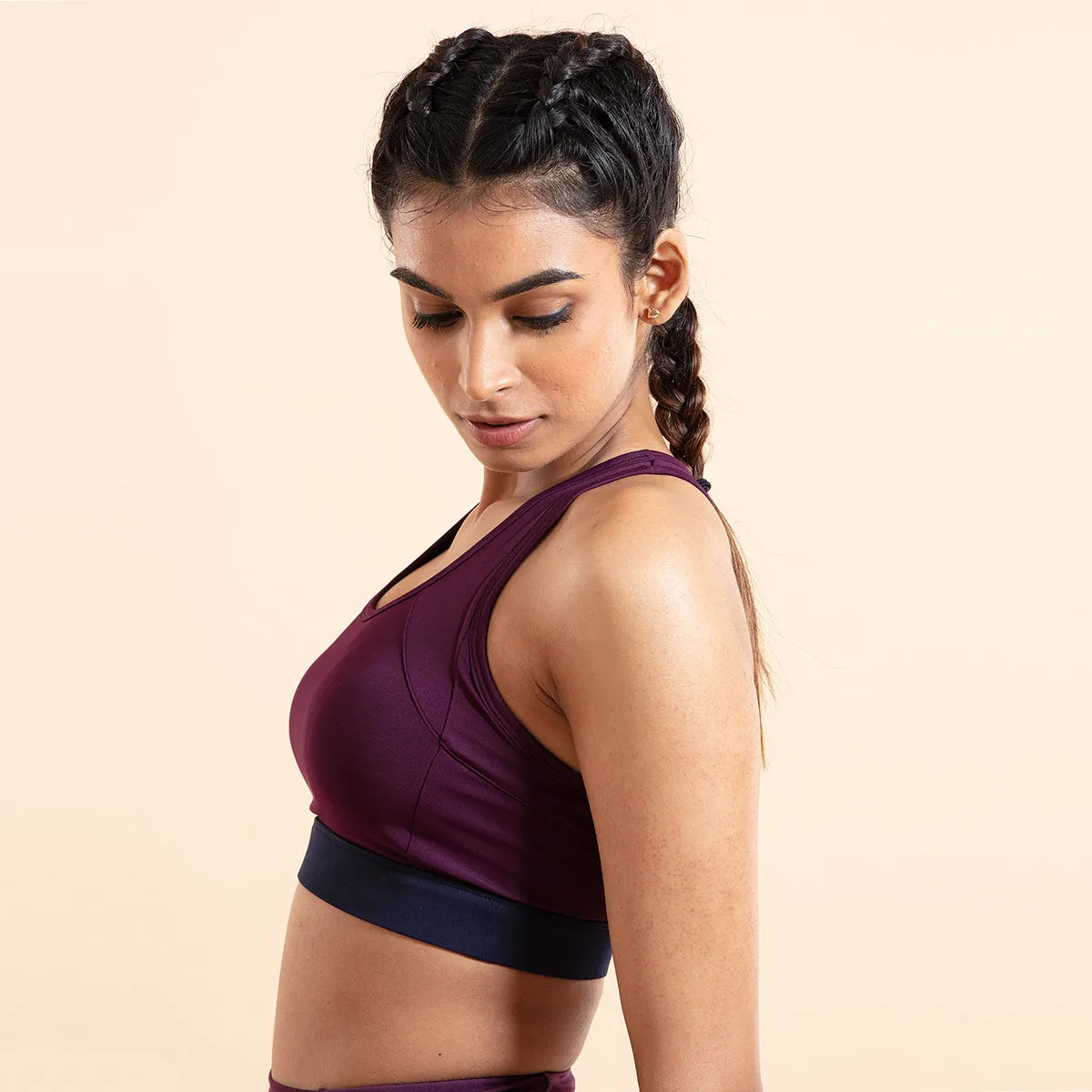 Nykd All Day On-Trend Sports Bra With Keyhole Back-NYK082-Potent Purple