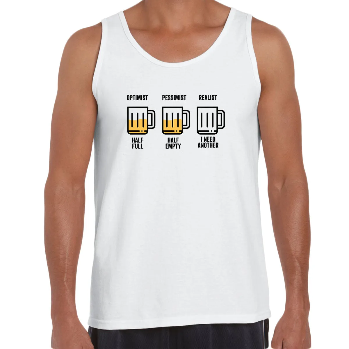 Optimist Pessimist Realist Funny Tee Novelty Joke Rude Gift Him Dad Birthday Slogan Unisex Tank Top
