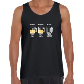 Optimist Pessimist Realist Funny Tee Novelty Joke Rude Gift Him Dad Birthday Slogan Unisex Tank Top