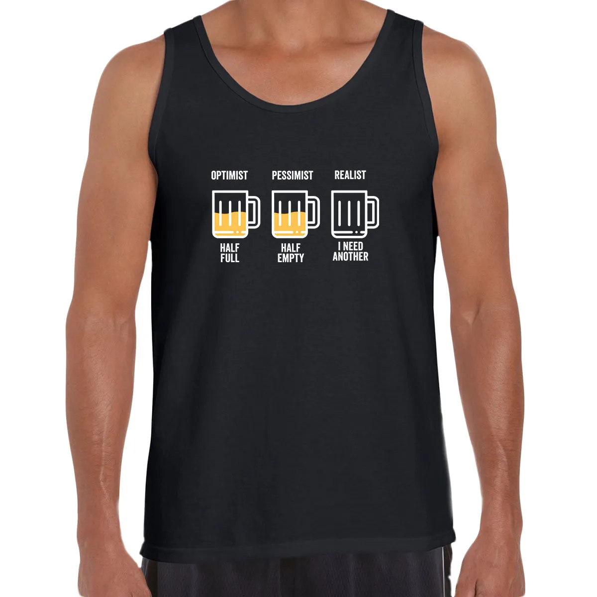 Optimist Pessimist Realist Funny Tee Novelty Joke Rude Gift Him Dad Birthday Slogan Unisex Tank Top