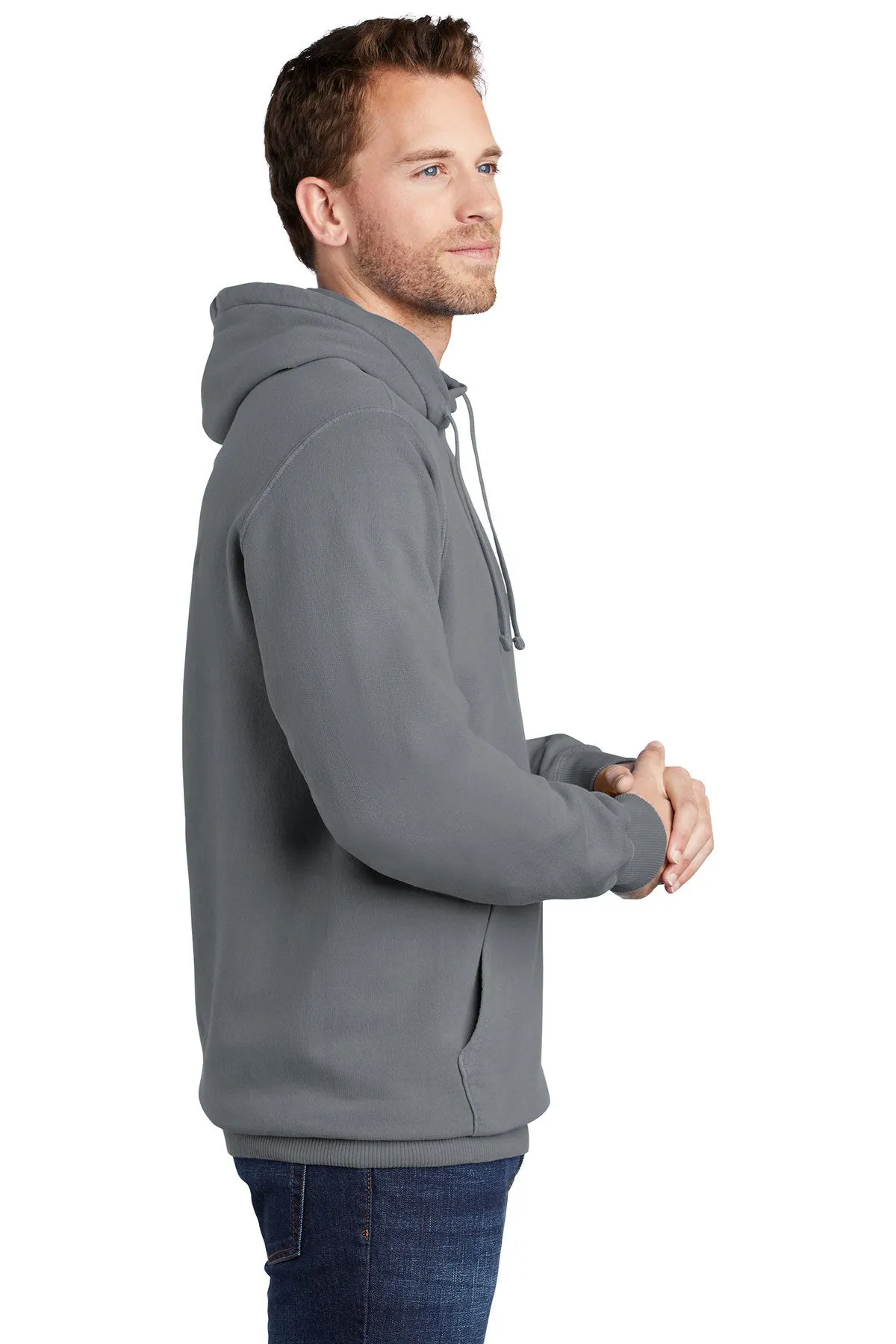 Port & Company Pigment Dyed Customized Hoodies, Pewter