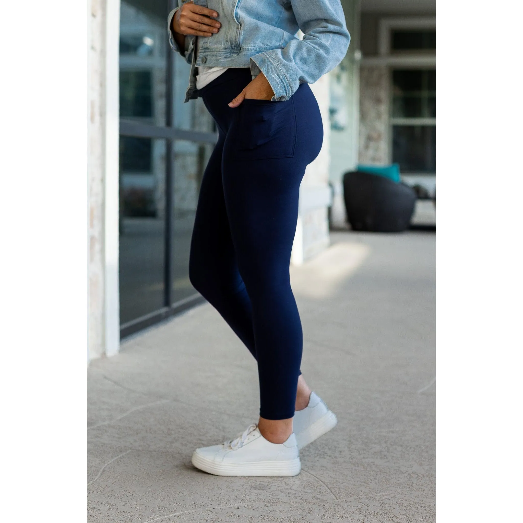 **Ready to Ship | Navy Full-Length with Pocket Leggings - Luxe Leggings by Julia Rose®