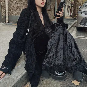 Splicing lace wide-legged velvet trousers dark hip-hop dance harem flared pants for girls