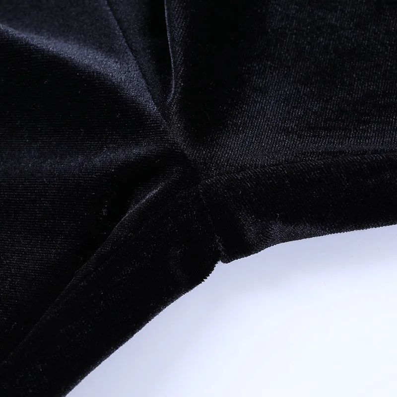 Splicing lace wide-legged velvet trousers dark hip-hop dance harem flared pants for girls