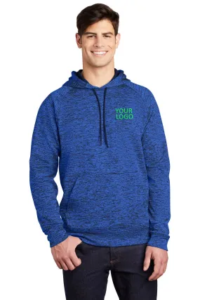 Sport-Tek PosiCharge Electric Heather Branded Fleece Hooded Pullovers, Dark Royal- Black Electric