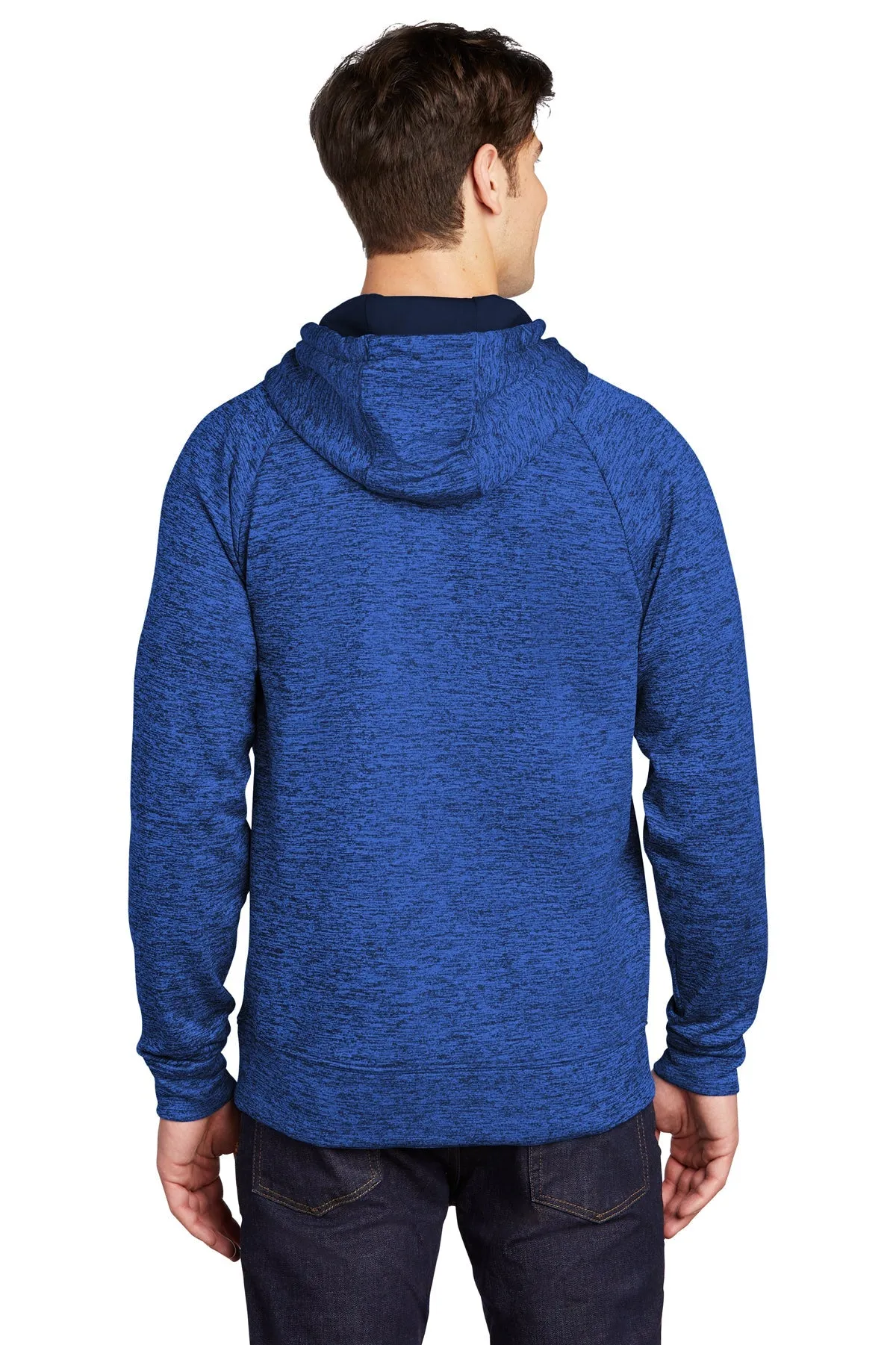 Sport-Tek PosiCharge Electric Heather Branded Fleece Hooded Pullovers, Dark Royal- Black Electric