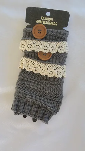 Womens Arm Warmers & Fingerless Gloves-Grey